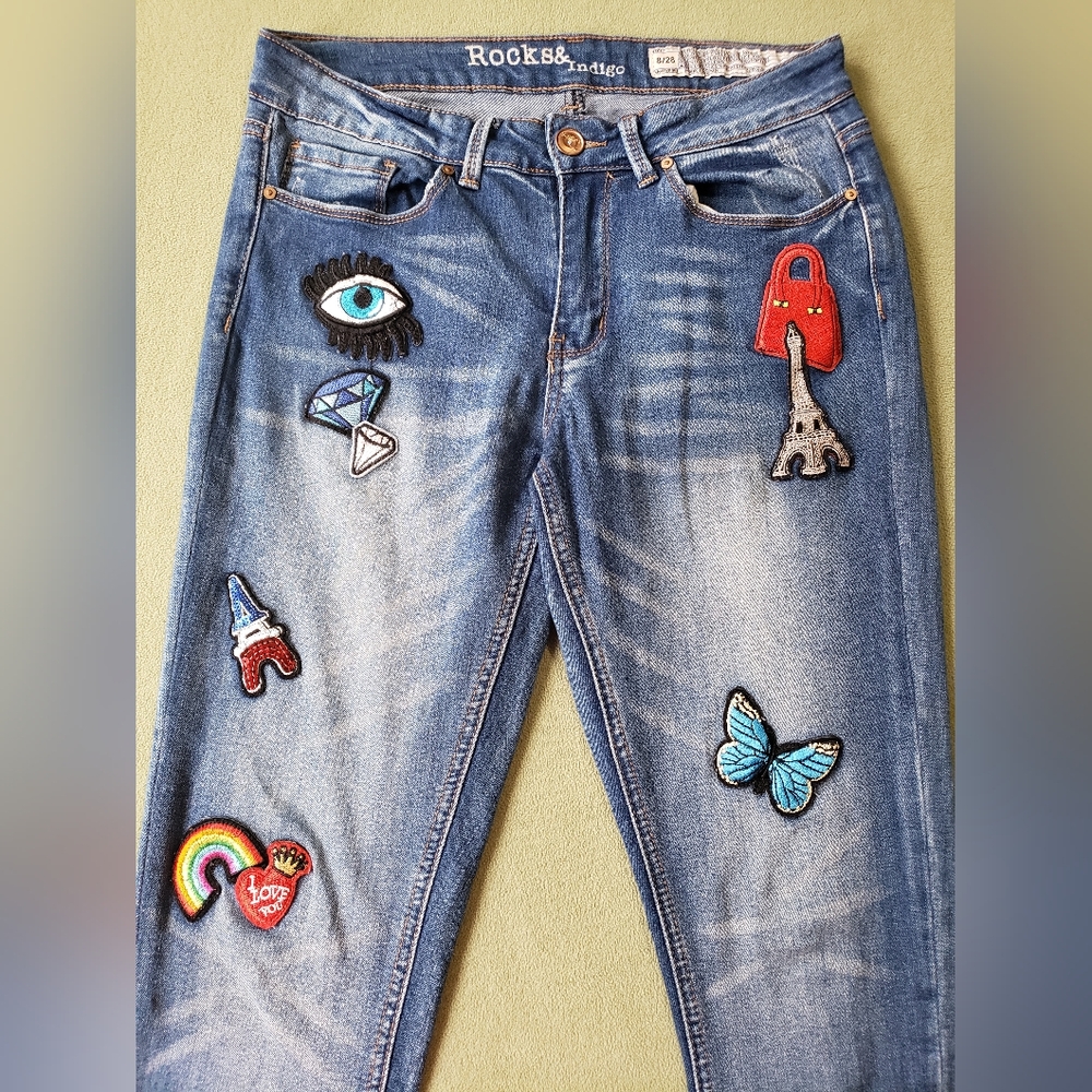 Rocks & Indigo Embellished Patch Jeans